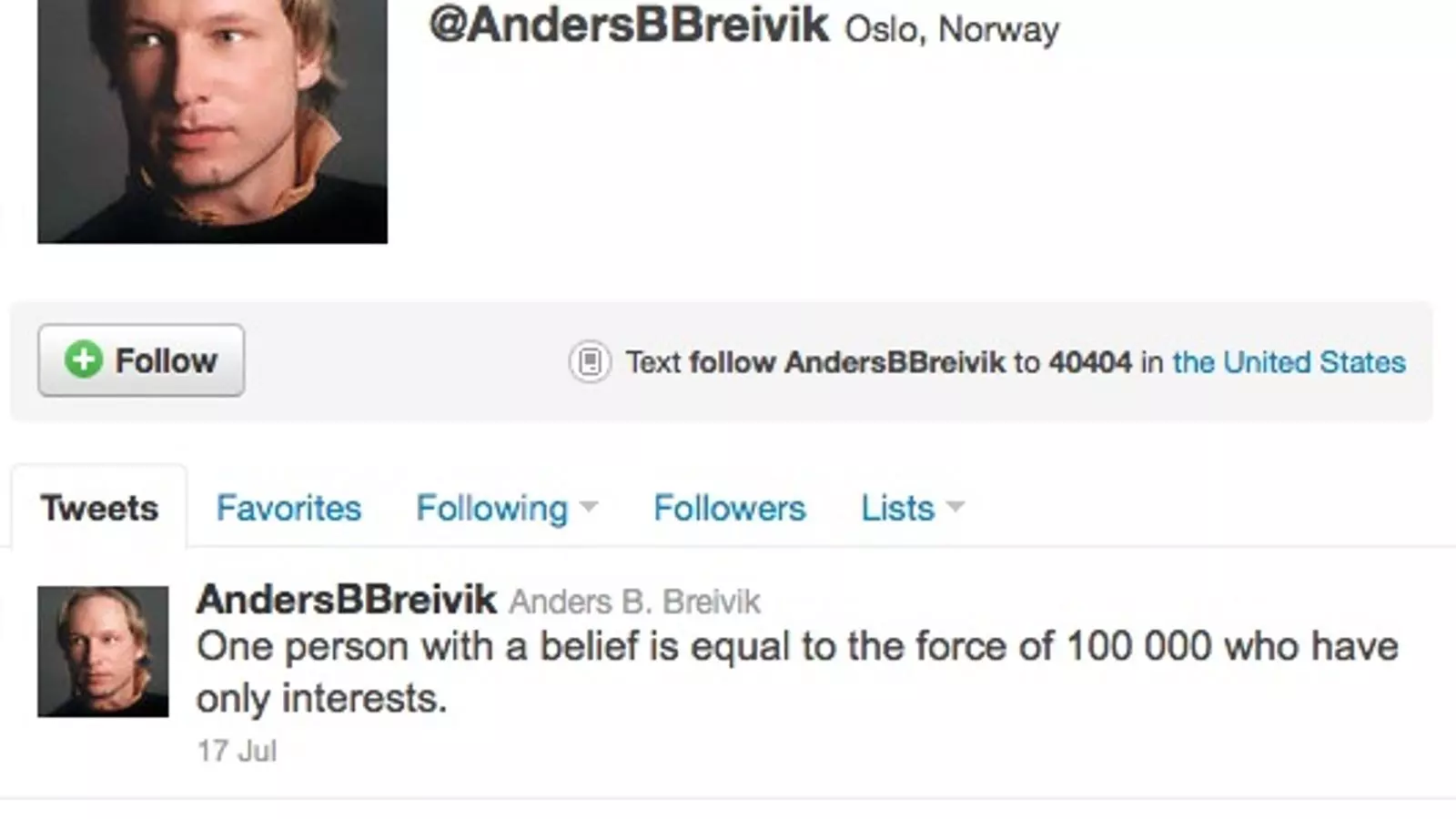 Twitter sospitós Noruega