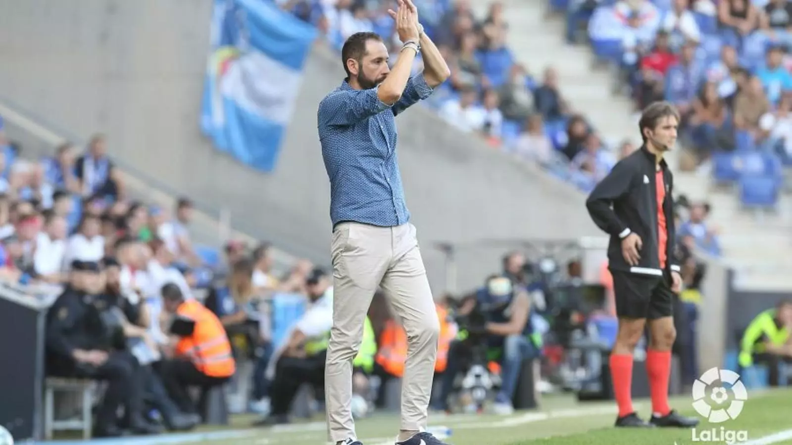 Machín, durant el partit contra el València a l'RCDE Stadium