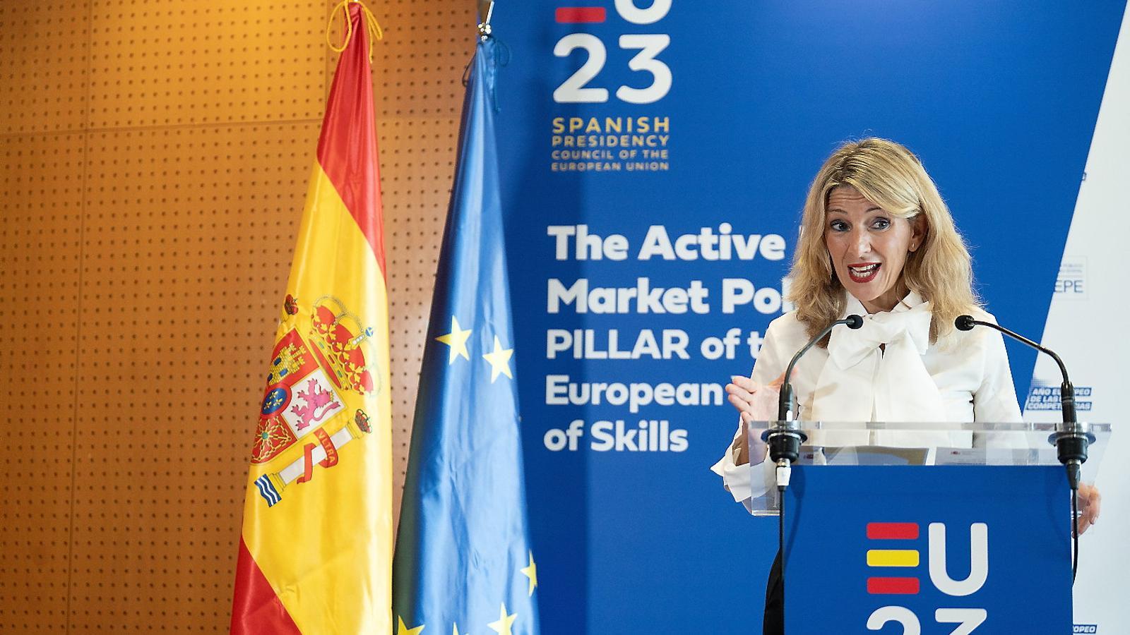 Yolanda Díaz yesterday in Barcelona.