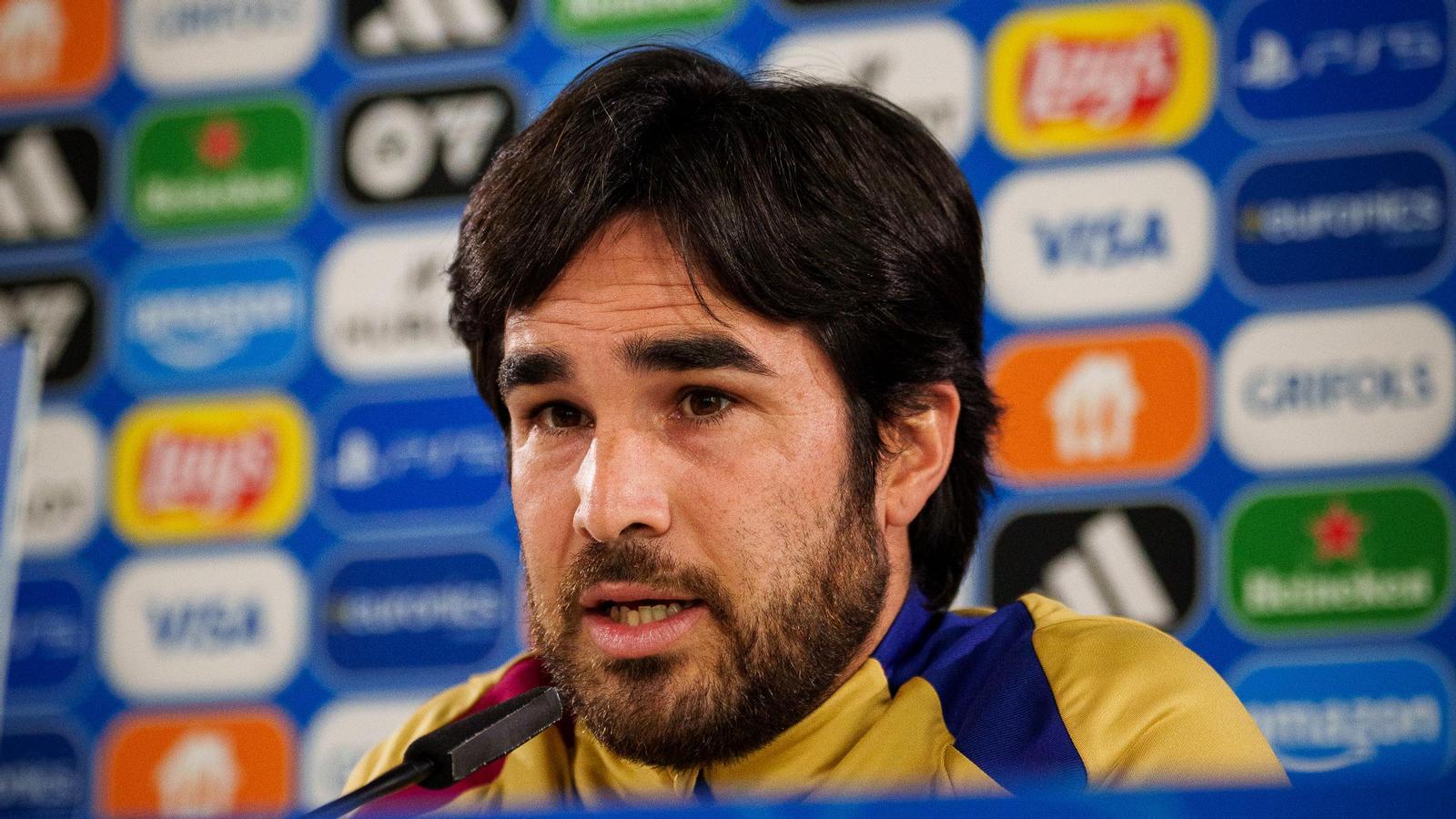 Pere Romeu during a press conference prior to a Champions League match