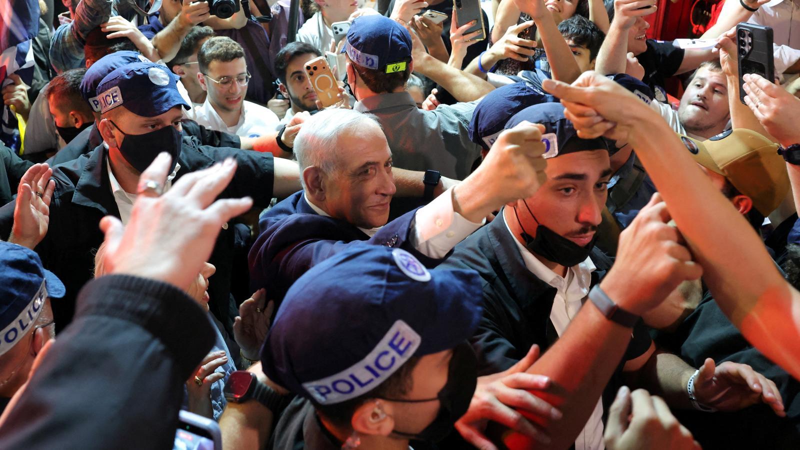 El primer ministro israelí, Benjamin Netanyahu, en un acto de campaña en Jerusalén.