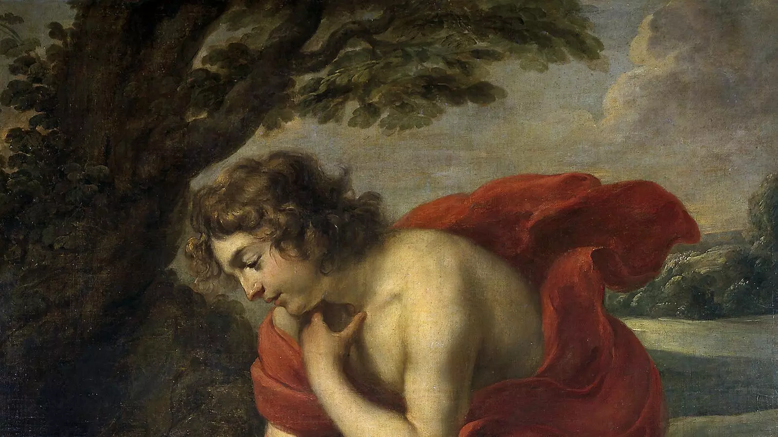 Jan Cossiers (Anvers, 1600-1671) es va inspirar en el llibre II de Les metamorfosis d’Ovidi per mostrar la història del bell Narcís, castigat pels déus a morir d’amor cap a ell mateix per haver rebutjat la nimfa Eco.