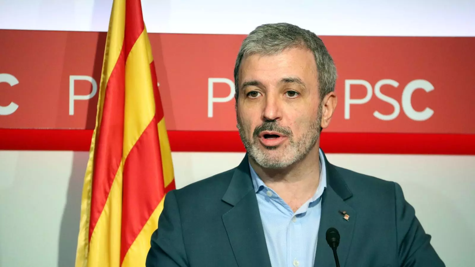 El cap de files dels socialistes a Barcelona, Jaume Collboni, en una roda de premsa a la seu del PSC