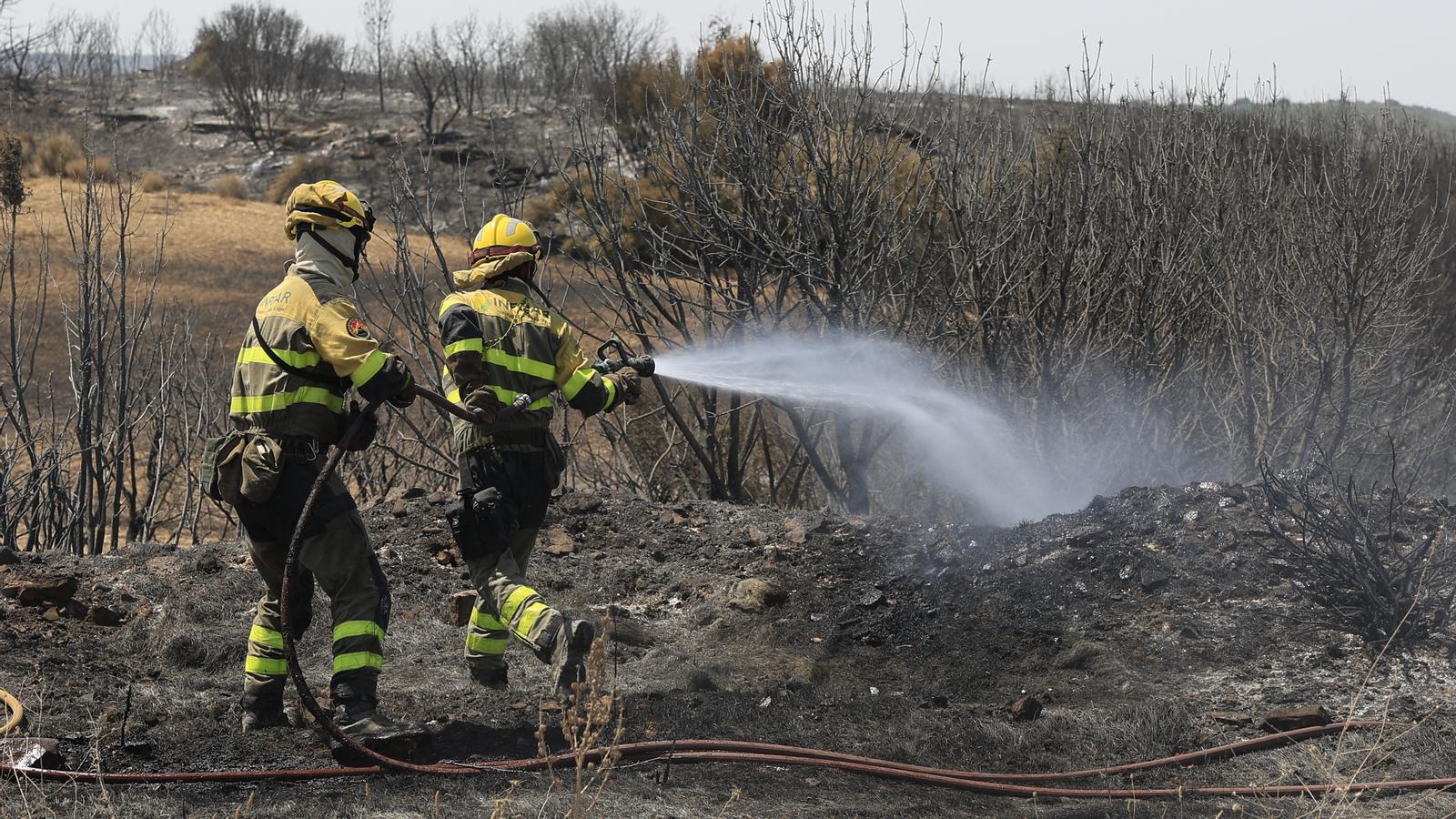 The Firefighters stabilize the Zaragoza fire that has burnt 14,000 hectares