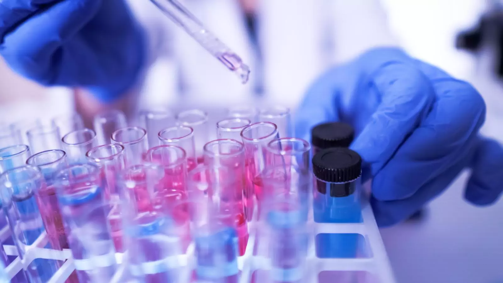 Una científica treballant en un laboratori d'investigació.