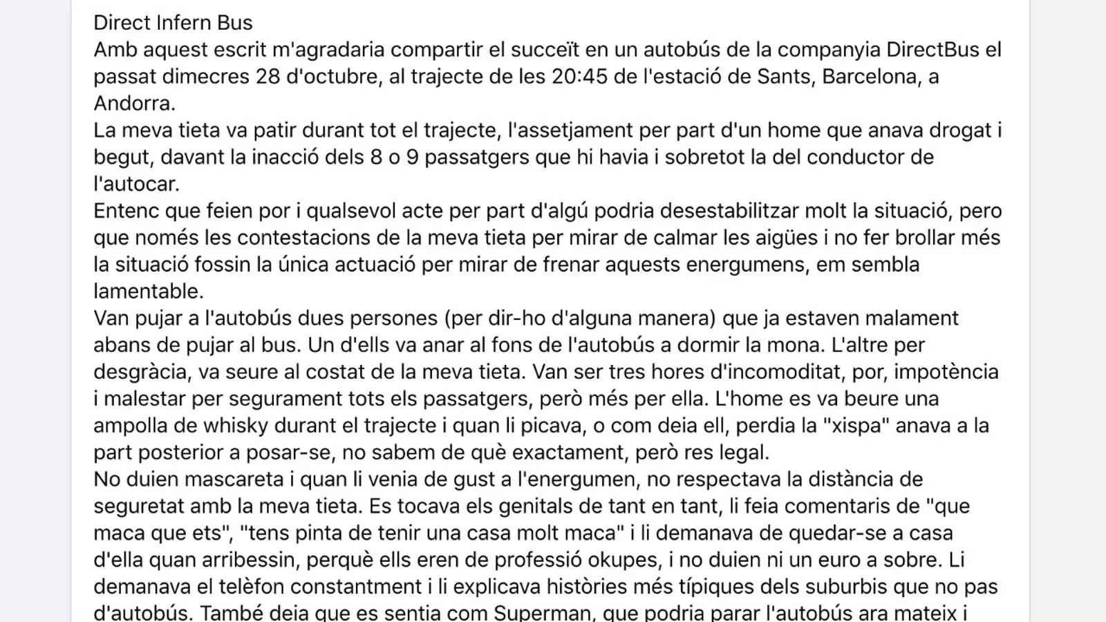 Denúncia a les xarxes socials.