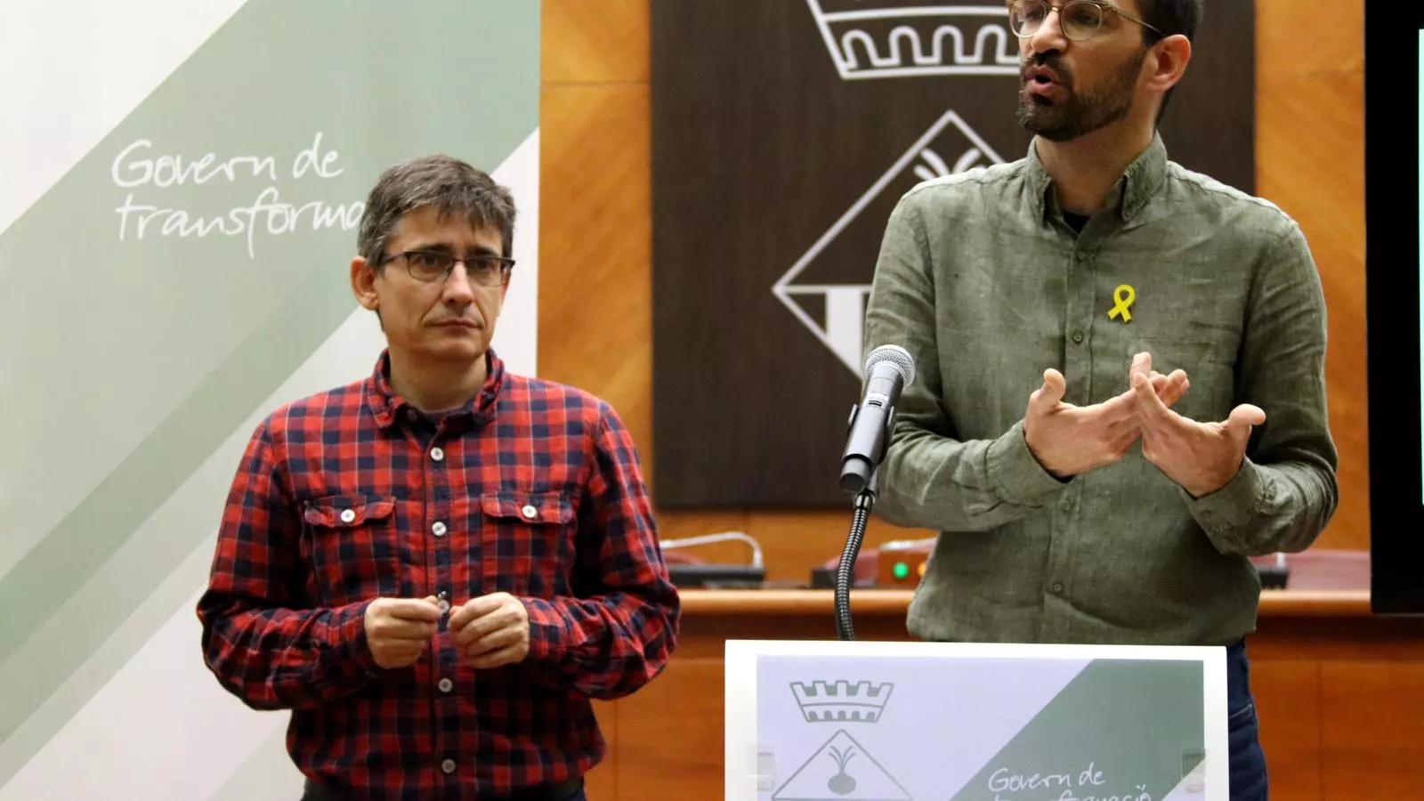 L'alcalde de Sabadell i el regidor de Serveis Municipals, en la roda de premsa d'aquest dimecres