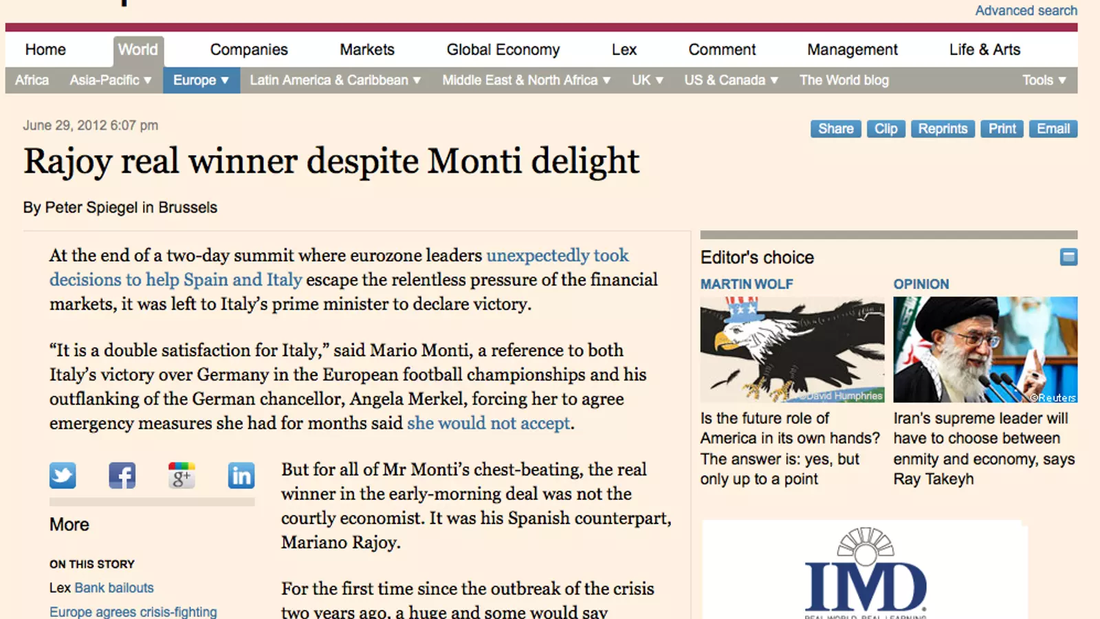 Captura de l'article del 'Financial Times'.