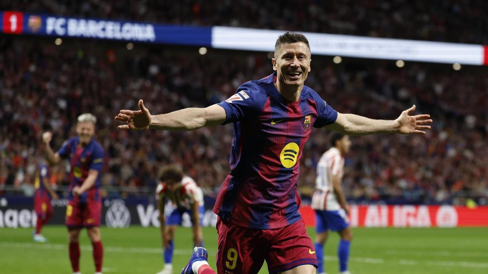 Lewandowski, celebrando el gol del triunfo