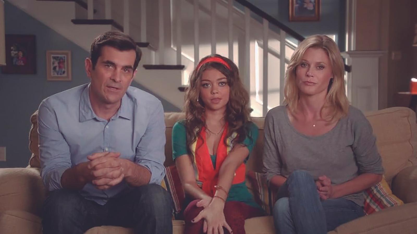 Phil, Haley and Claire Dunphy, stars of Modern Family.