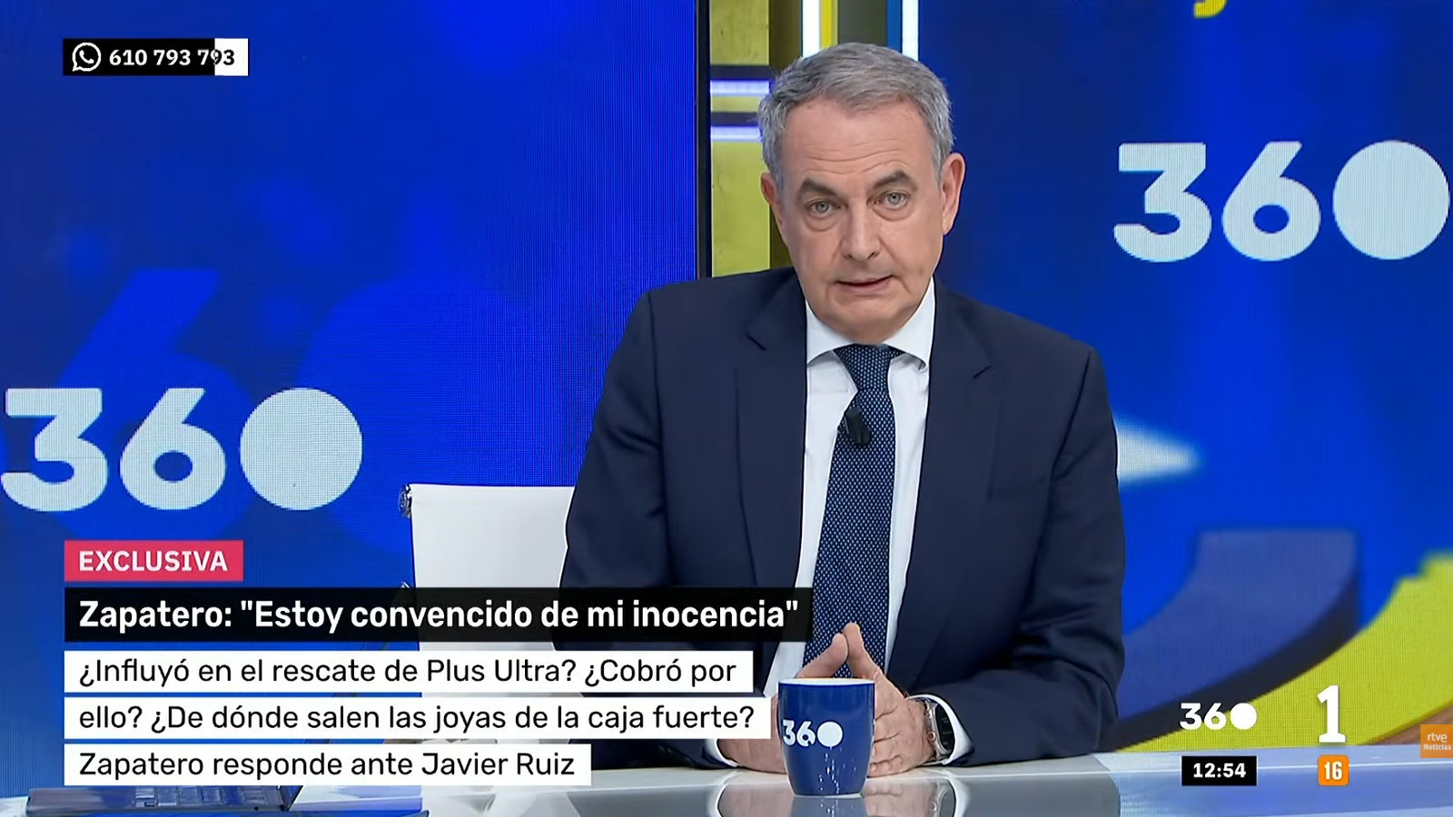 Captura de pantalla de la entrevista a Zapatero en RTVE