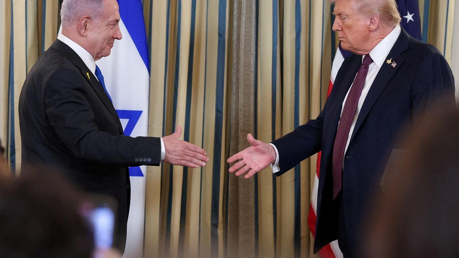 Donald Trump i Benjamin Netanyahu durant una roda de premsa a la Casablanca