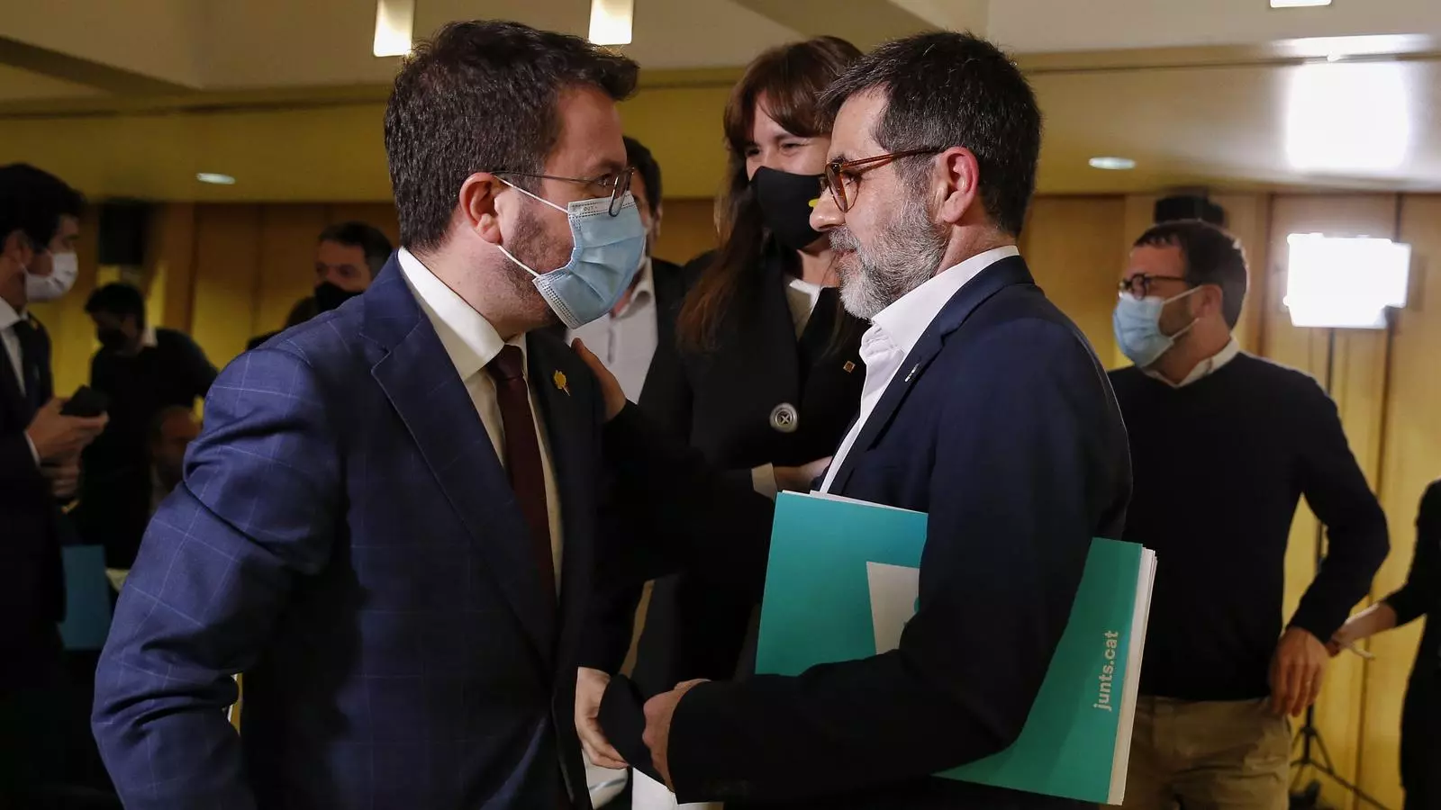 Jordi Sànchez, secretari general de JxCat, i el vicepresident, Pere Aragonès