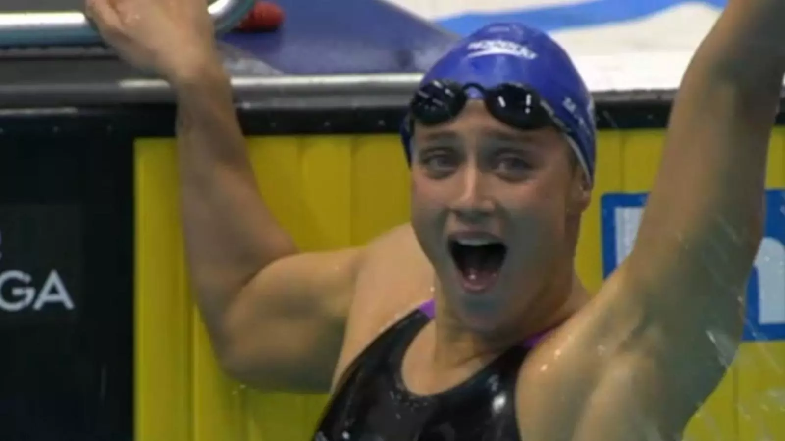 Mireia Belmonte, eufòrica després de veure el crono en la final dels 800 m lliures