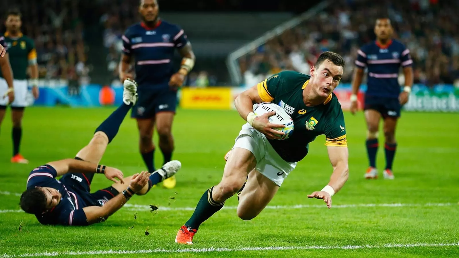 Jesse Kriel anota un dels assajos de Sud-àfrica contra els Estats Units / MIKE HEWITT / GETTY