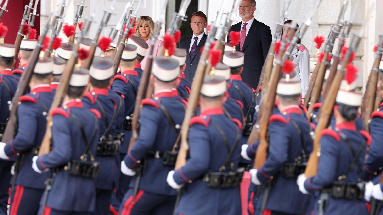Reception of Emmanuel Macron and Brigitte Macron by the King and Queen of Spain Felipe VI and Letizia this Tuesday at the Royal Palace of Madrid