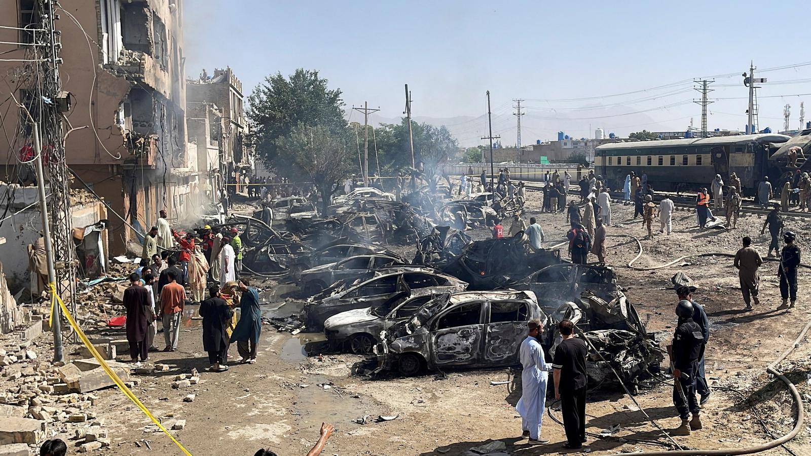 The site of the bomb explosion in Quetta, Balochistan, Pakistan.