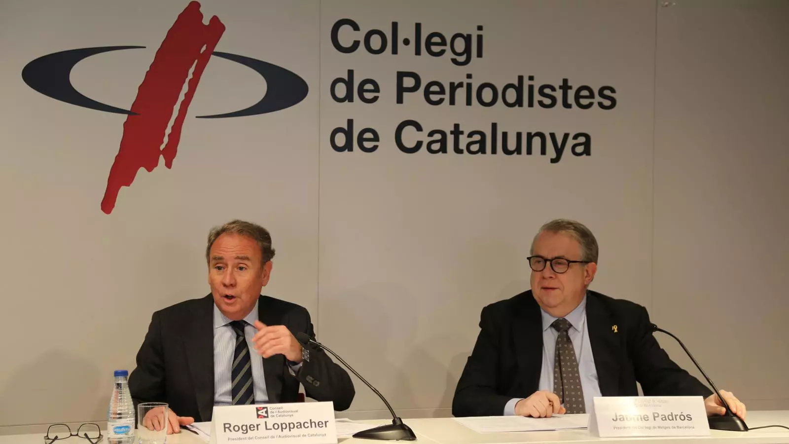 Roger Loppacher, president del CAC, i Jaume Padrós, president del Col·legi de Metges de Barcelona