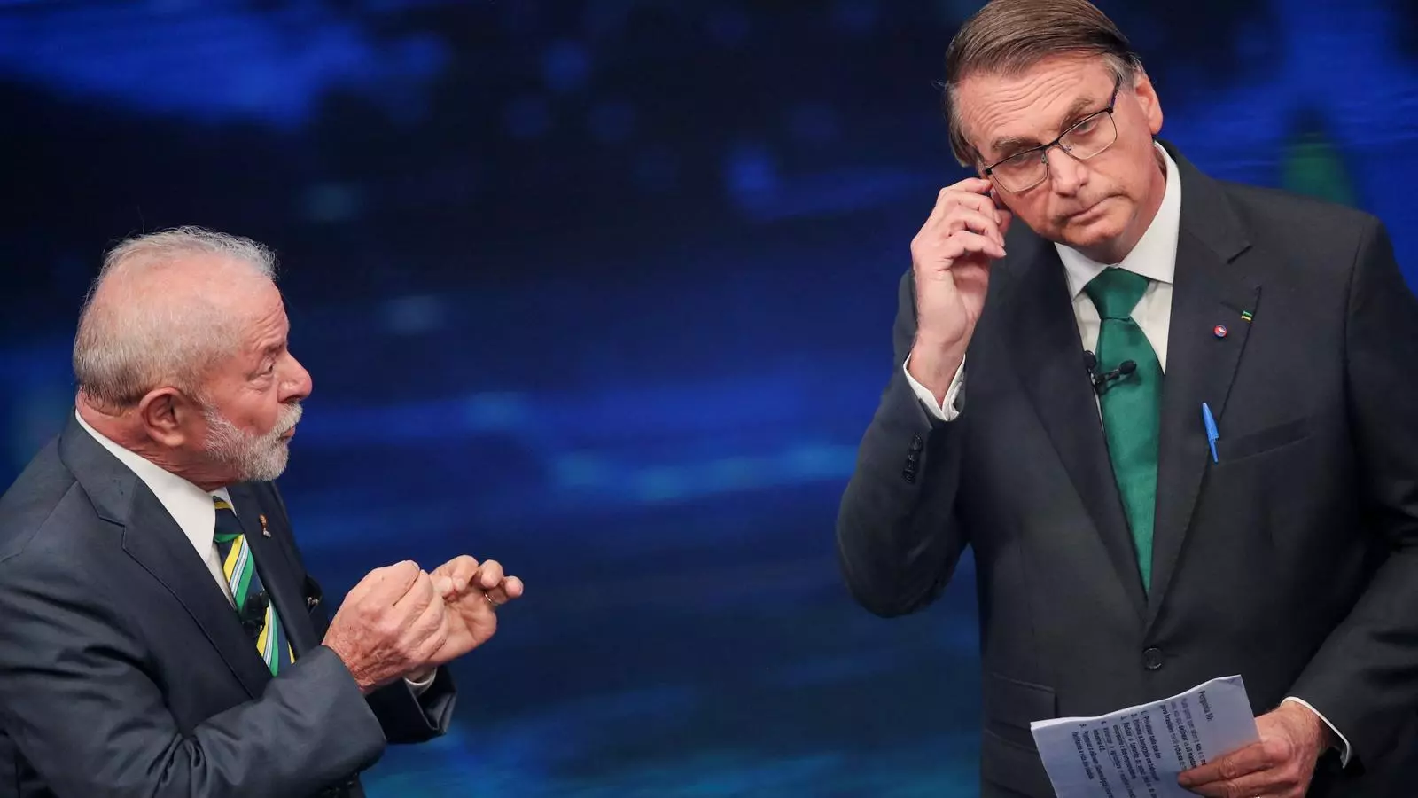 Lula i Bolsonaro en un moment del debat televisat.