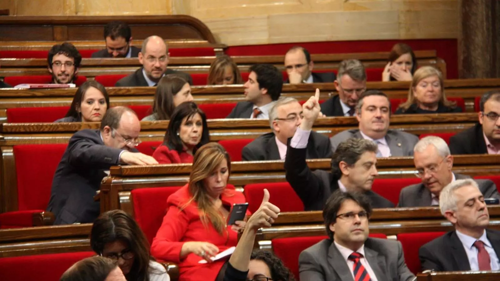 Els diputats del PP català al Parlament en una votació amb el portaveu, Enric Millo, indicant el vot a favor / ACN