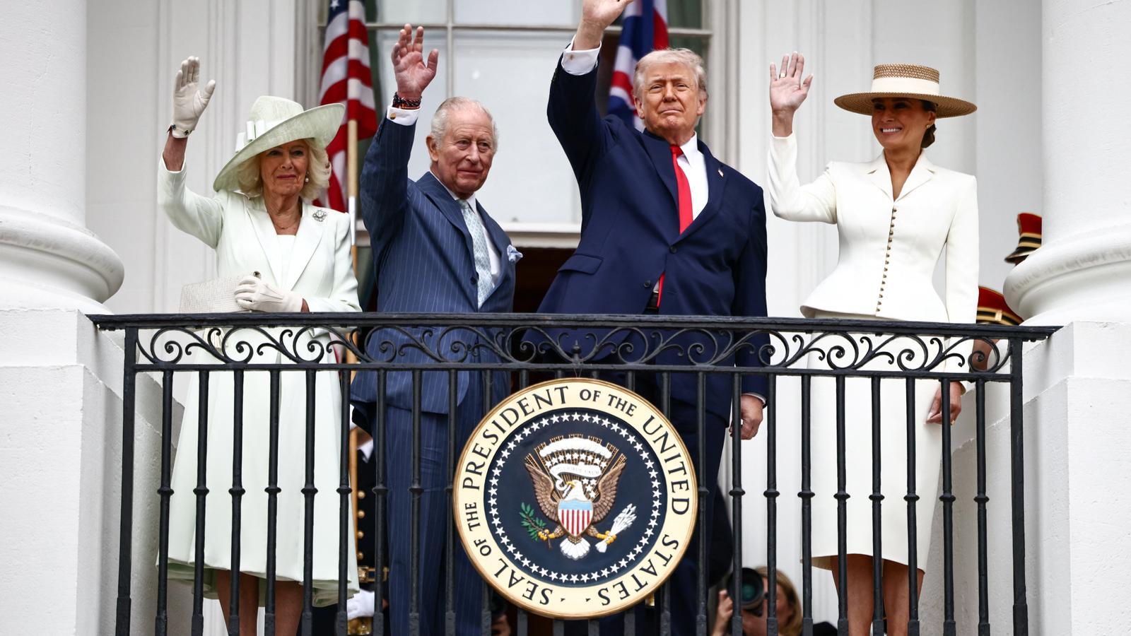 From left to right: Queen Camilla, King Charles III, President Donald Trump, and the First Lady, Melania Trump.