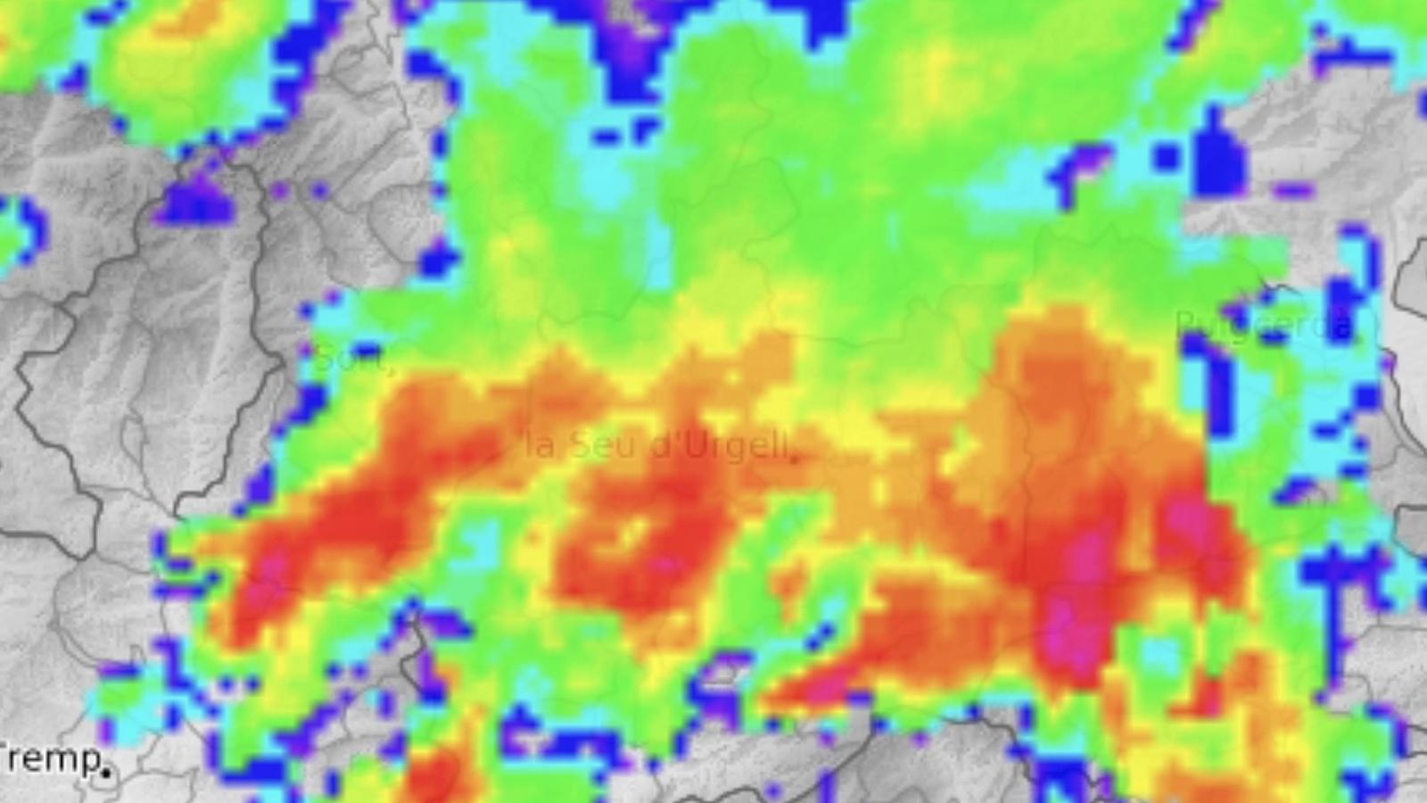 Rain weather radar image.