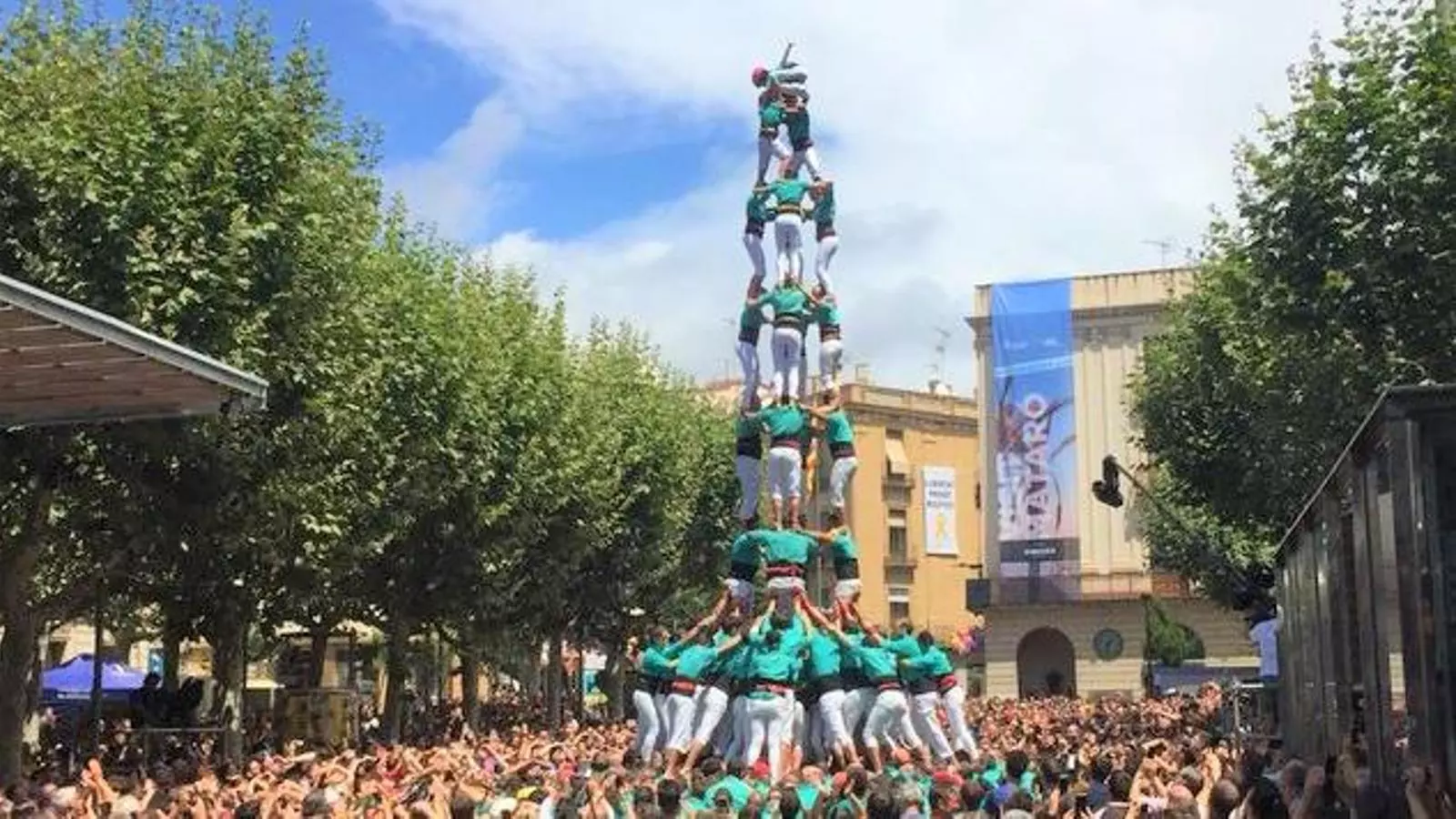 4 de 9 amb folre dels Castellers de Vilafranca, Les Santes 2018