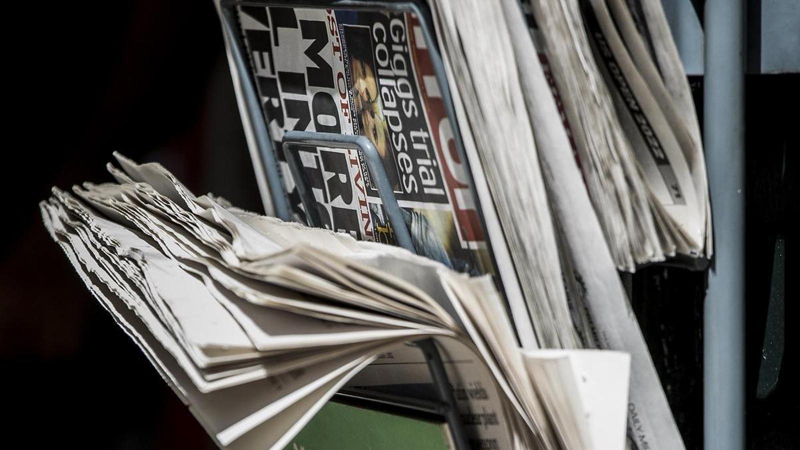 Newspapers at a kiosk on La Rambla, Barcelona.