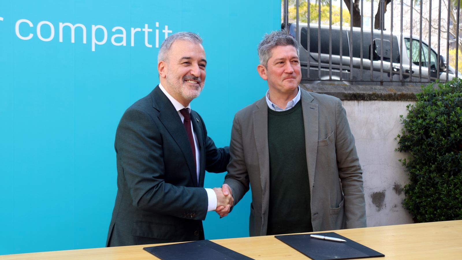 Los alcaldes de Barcelona y Hospitalet de Llobregat, Jaume Collboni y David Quirós.