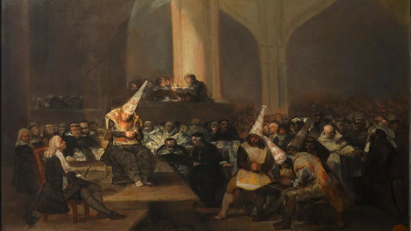 Acte de fe de la Inquisició, de Francisco de Goya, entre el 1812 i el 1819. Els imputats poden acabar condemnats a mort a la foguera. / REAL ACADEMIA DE BELLAS ARTES DE SAN FERNANDO