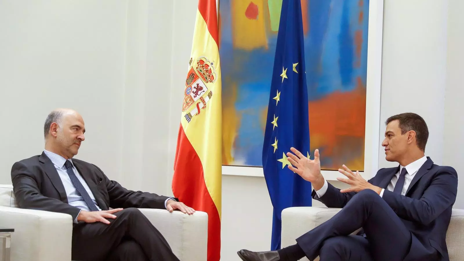 Moscovici i Sánchez, durant la trobada a Moncloa