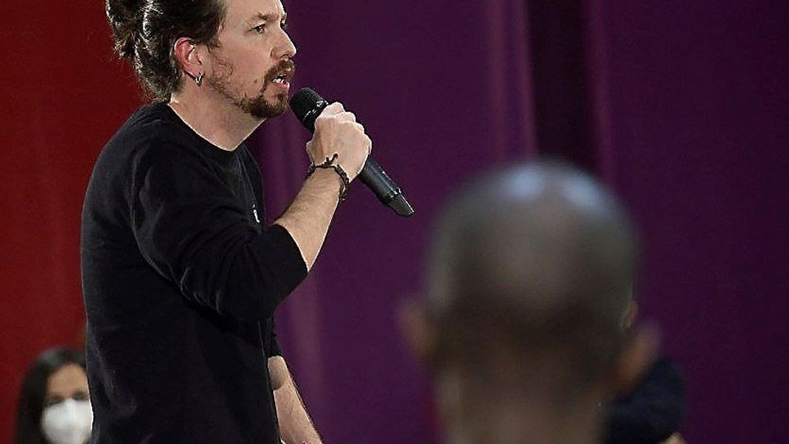 El candidat de Podem a Madrid, Pablo Iglesias, en un acte de precampanya.