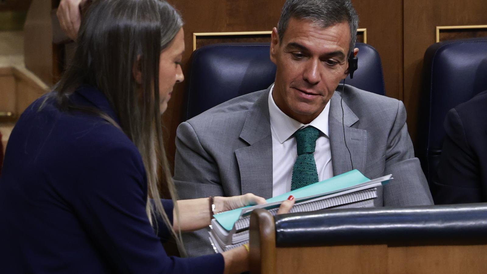 Miriam Nogueras and Pedro Sánchez at the Congress of Deputies last September 3rd.