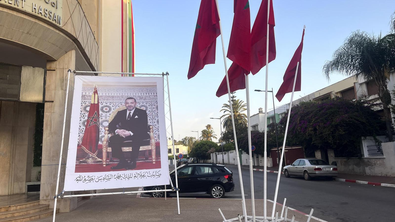 A picture of the king of Morocco, Mohammed VI, at the end of July on a street in Rabat.