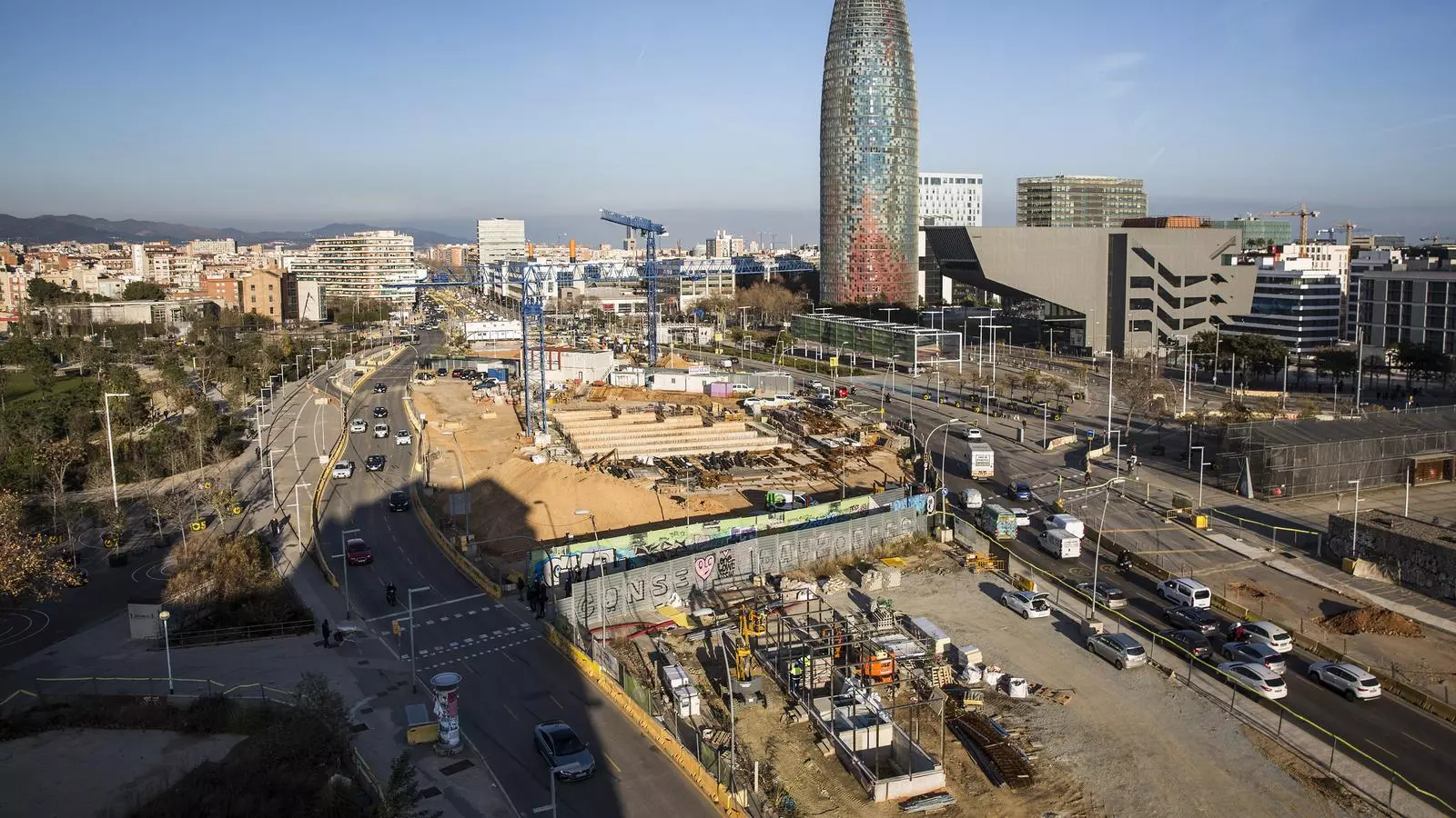 Obres de construcció dels tunels i reurbanització de la Plaça de les Glories, 14-01-21