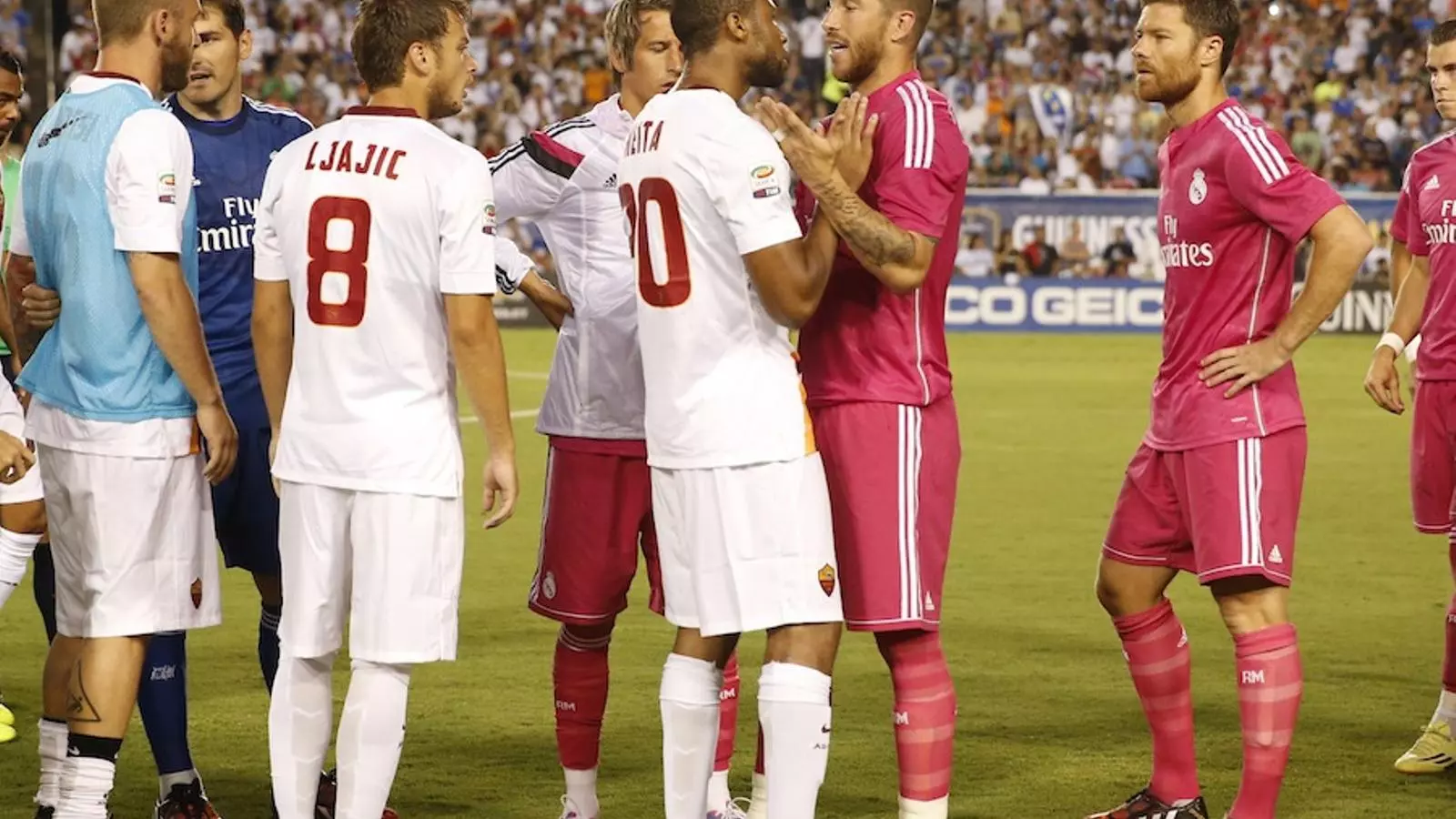 Sergio Ramos i Keita discuteixen abans del Roma-Madrid per un incident amb Pepe