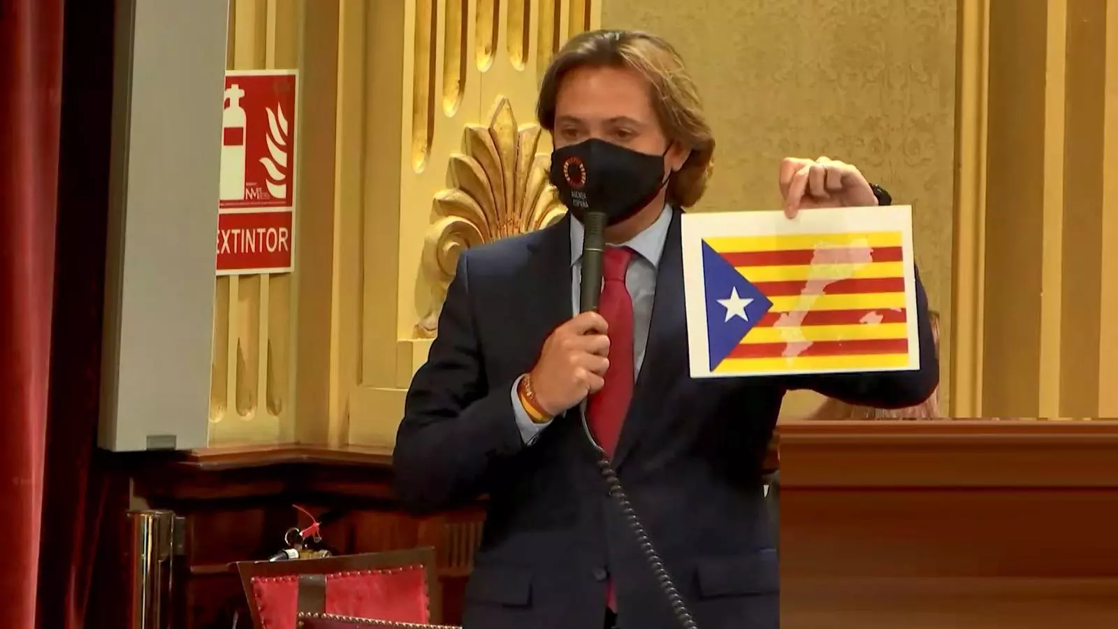 El líder de Vox a Balears, Jorge Campos, aquest dimarts al Parlament de les Illes.
