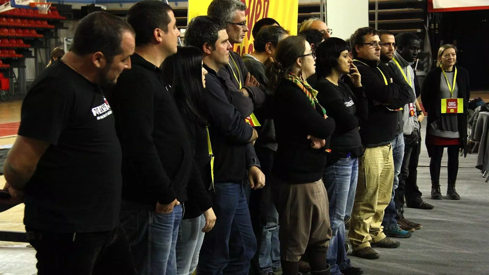 David Fernàndez, amb altres dirigents i diputats de la CUP, a la jornada de debat nacional de diumenge, a Manresa.