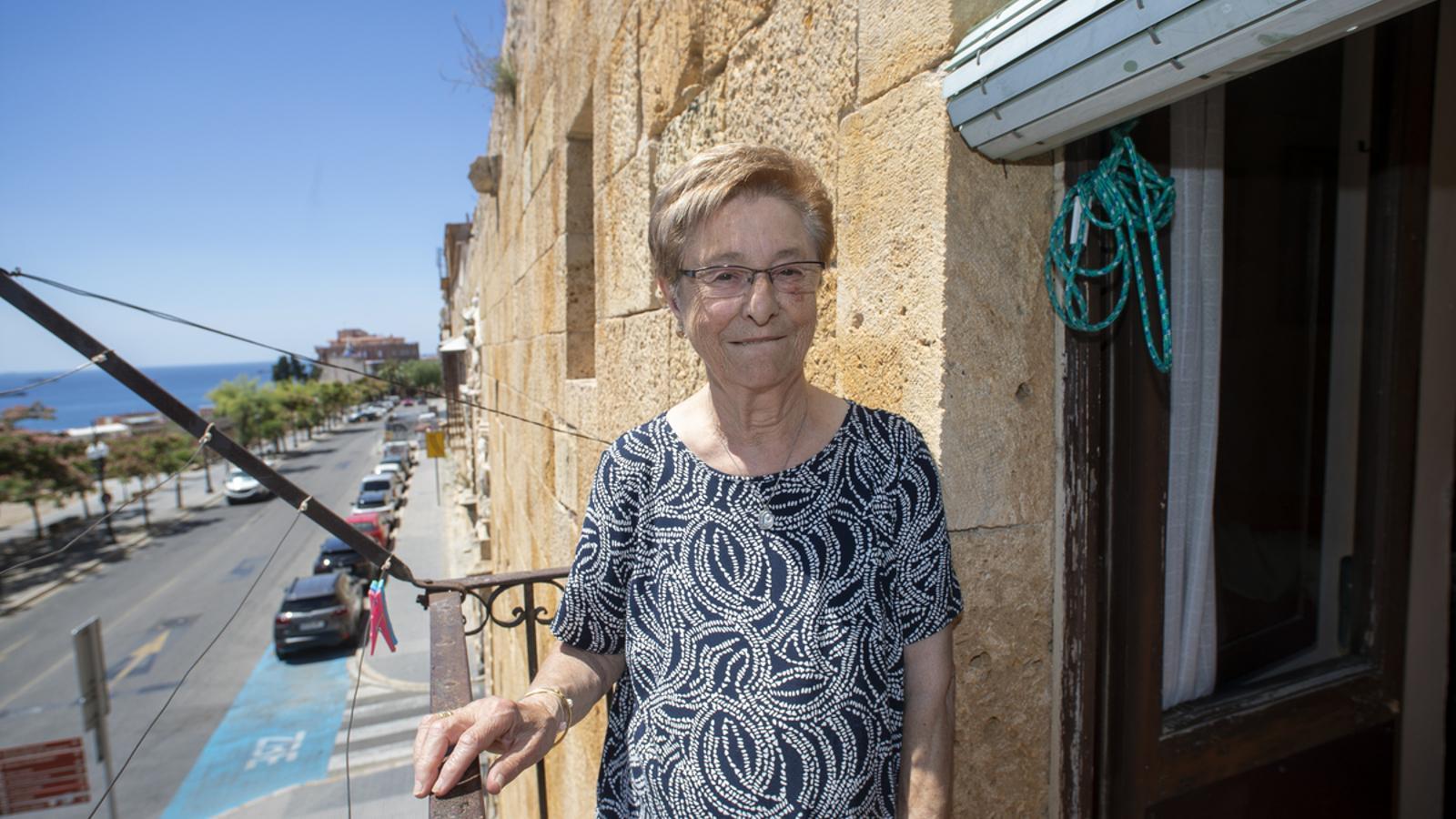 Nuri from the balcony of her house, in Tarragona