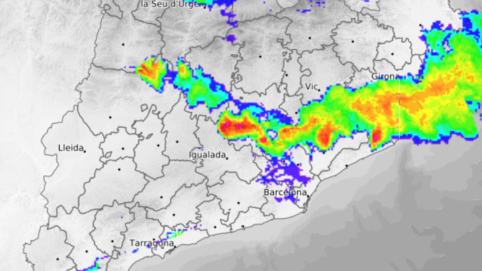 Imagen del radar meteorológico esta tarde.