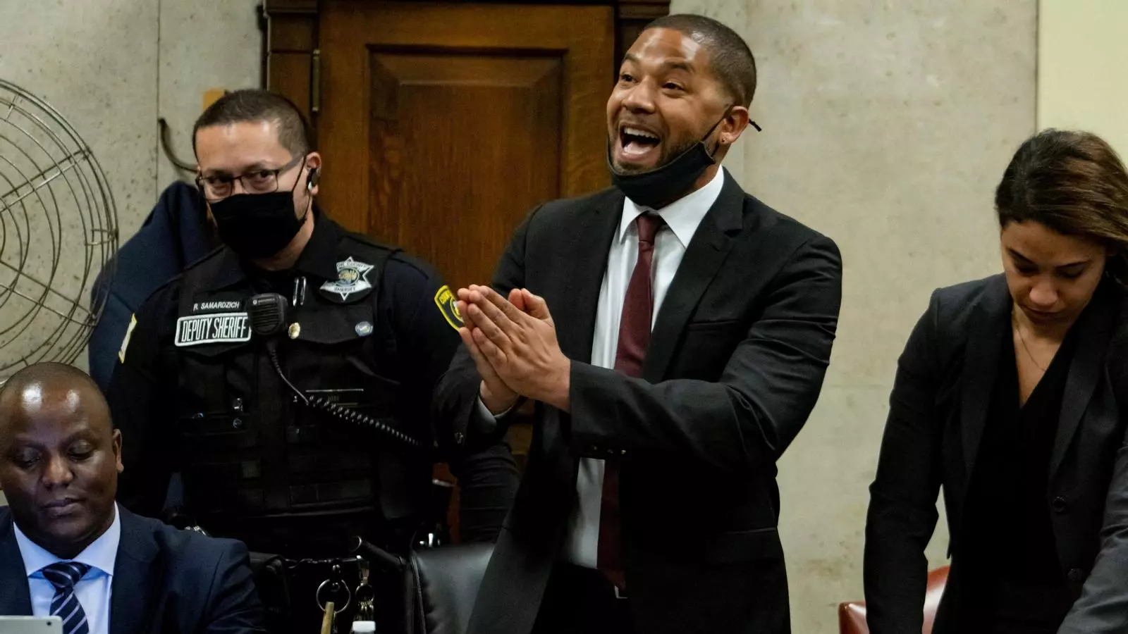L'actor Jussie Smollett en el moment en què el jutge ha llegit la sentència