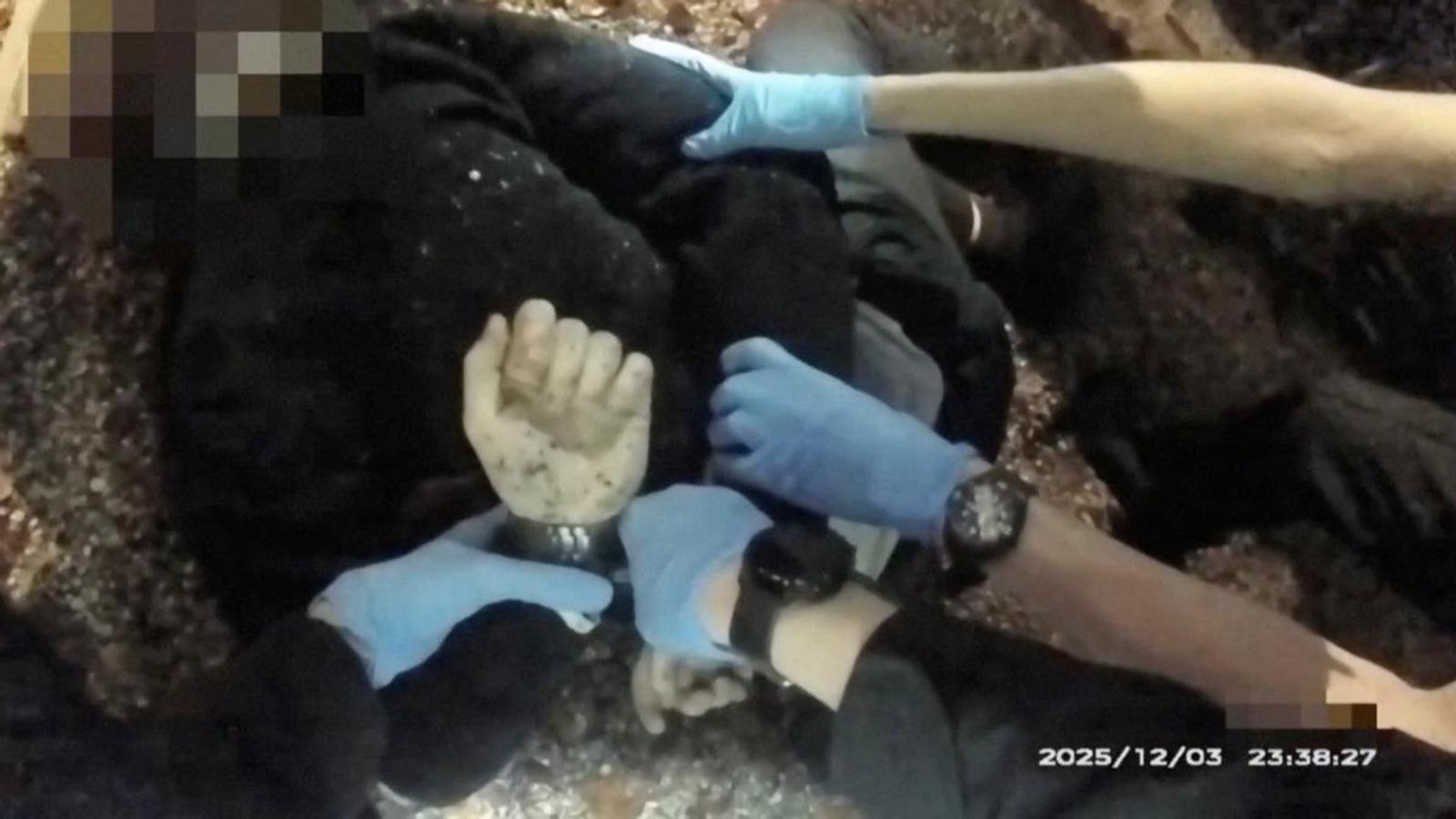 Police images show the arrest of Henry Nowak, after being stabbed by Vickrum Digwa in Southampton, Britain, on December 3, 2025, in this still image from a video obtained by Reuters on June 3, 2026.
