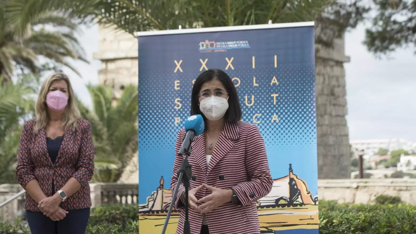 Carolina Darias a l'acte dut a terme a l'illa del Llatzeret del port de Maó.