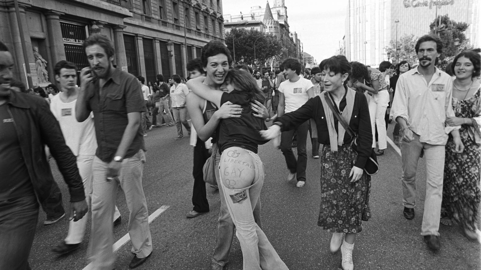 Barcelona Culture LGTBI Demonstration 1978 in Plaça Catalunya.