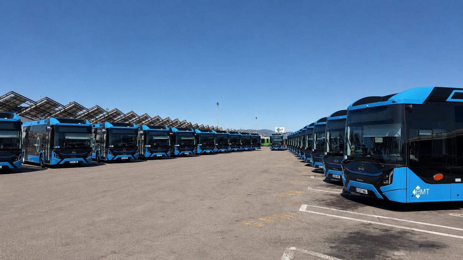 EMT bus depots with electric buses parked.