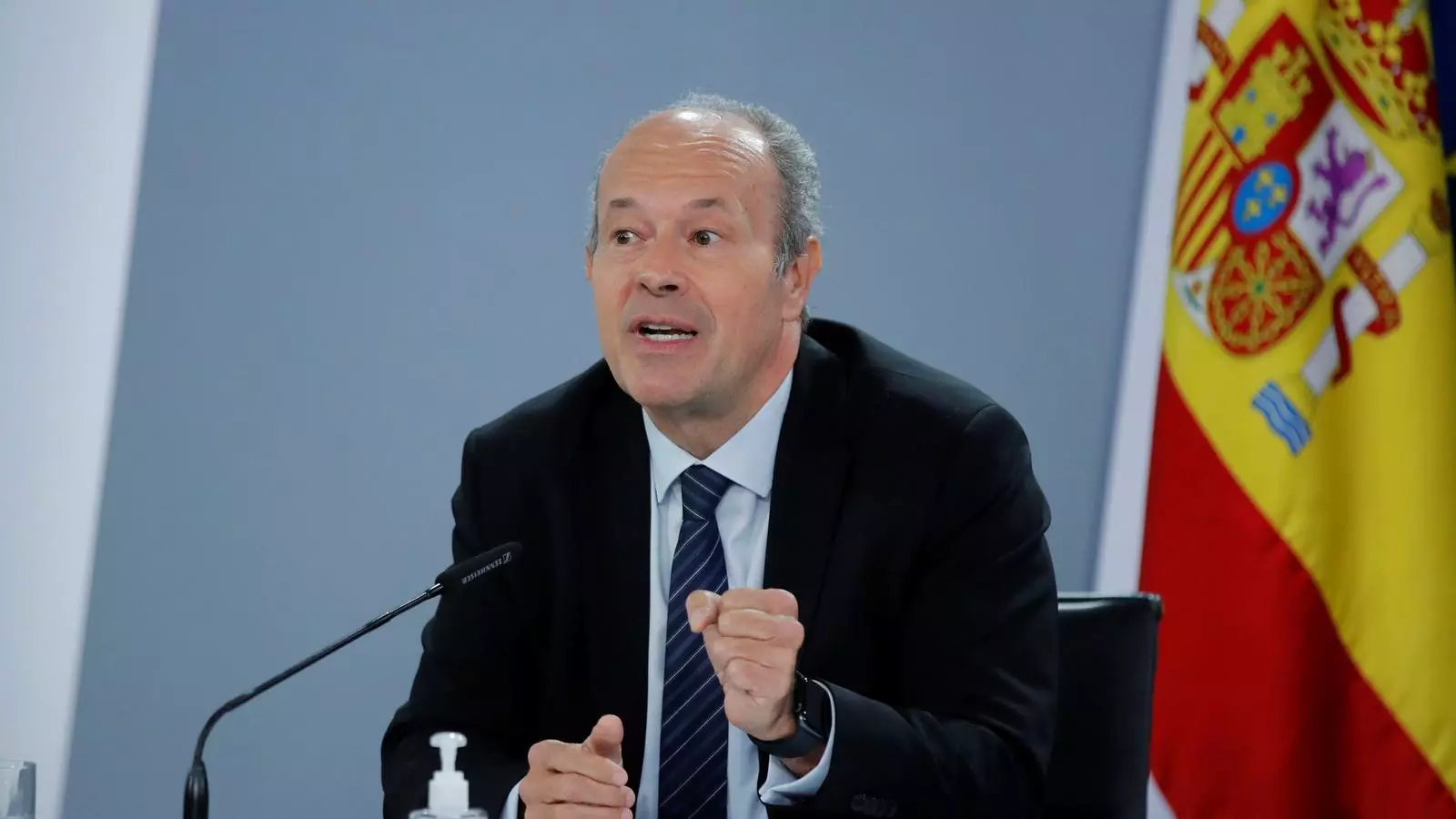 El ministre de Justícia, Juan Carlos Campo, durant la roda de premsa posterior al consell de ministres.