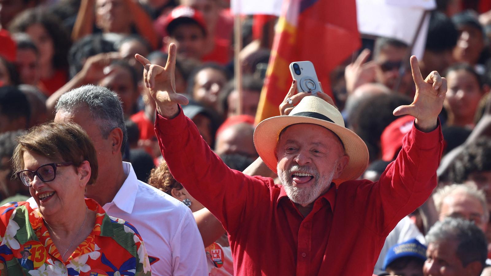 The Brazilian president and candidate for re-election, Lula da Silva, at a campaign event in Juiz de Fora, in Brazil.