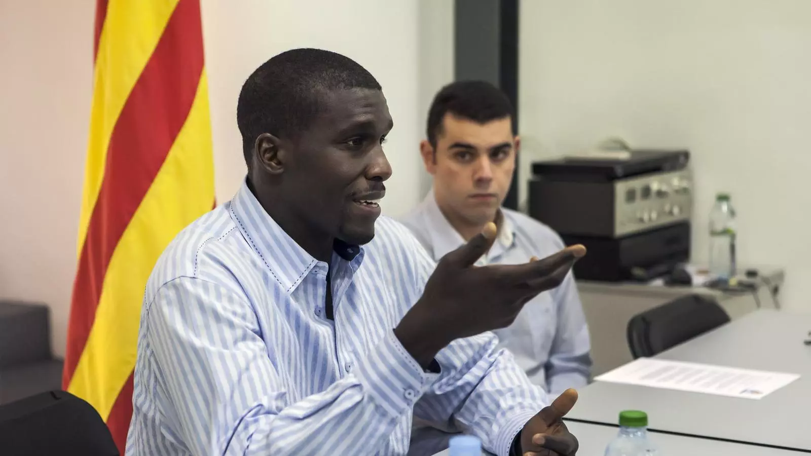 Sitapha Savané, durant la xerrada a Badalona