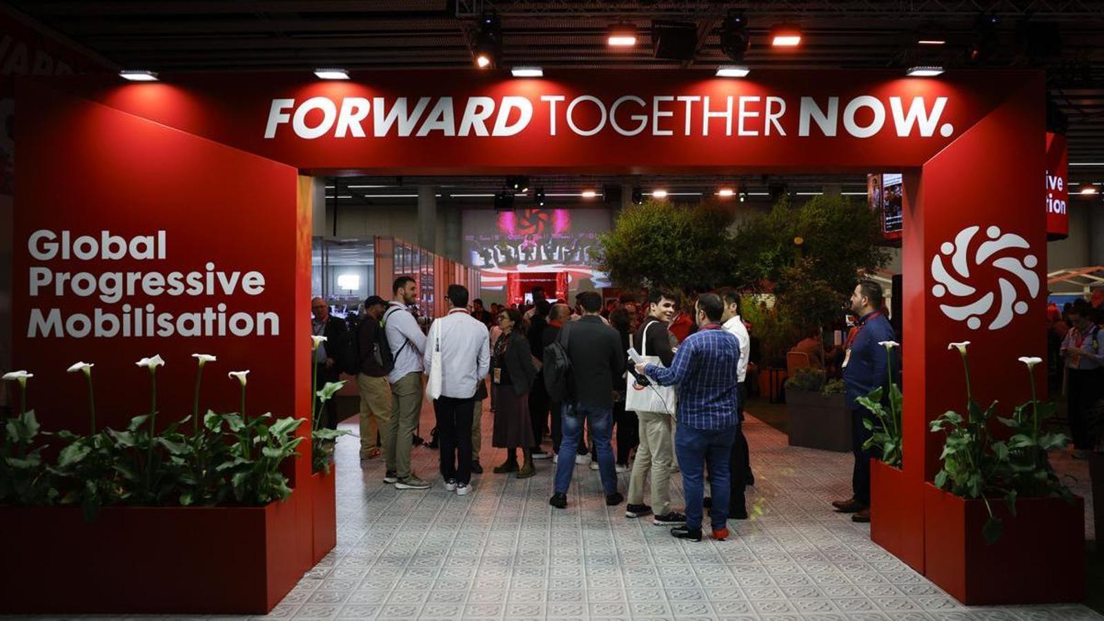 Ambiente en la cumbre internacional Global Progressive Mobilisation, el pasado viernes en Barcelona.