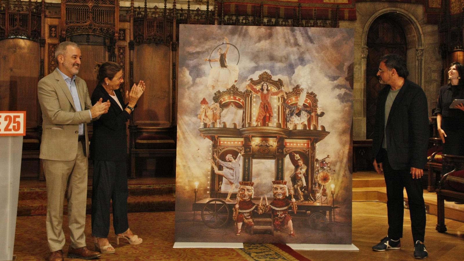 Presentation of the official poster for La Mercè 2025, by Lluís Danés (on the right of the image).